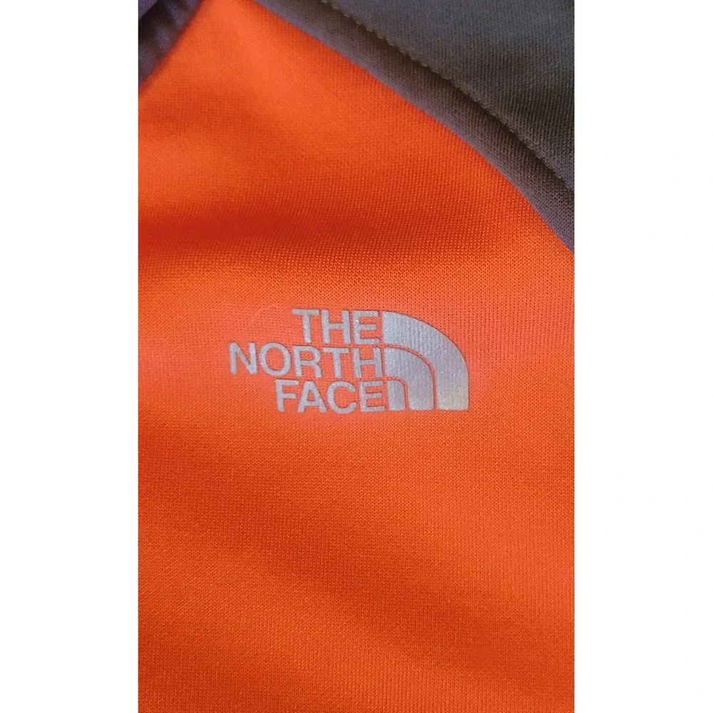 The North Face Boys Full Zip Hoodie Orange Grey Black Colorblock Size L 14/16